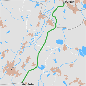 Trassenverlauf des Abschnitts Pulgar – Geußnitz des BBPlG-Vorhabens 13