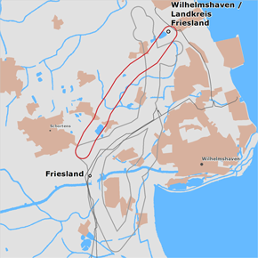 möglicher Trassenverlauf des Abschnitts Wilhelmshaven / Landkreis Friesland – Friesland des BBPlG-Vorhabens 49