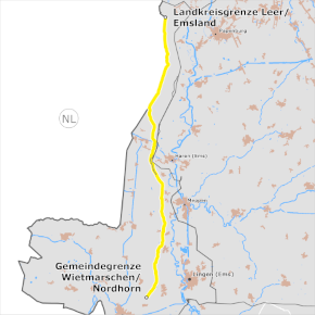 möglicher Trassenverlauf des Abschnitts NDS2 Landkreisgrenze Leer/ Emsland - Gemeindegrenze Wietmarschen/Nordhorn des BBPlG-Vorhabens 1