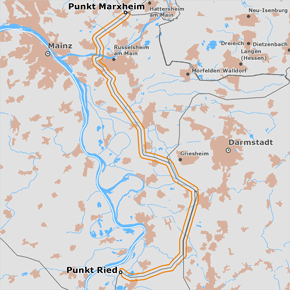 möglicher Trassenverlauf des Abschnitts Punkt Marxheim – Punkt Ried des BBPlG-Vorhabens 2