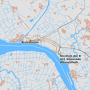 Trassenverlauf der Abschnitts Brunsbüttel – Wewelsfleth des BBPlG-Vorhabens 3