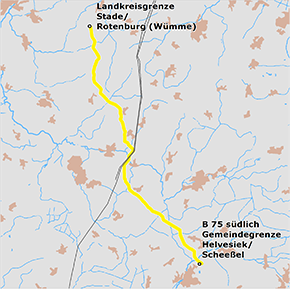 festgelegter Trassenverlauf des Abschnitts Stade / Rotenburg (Wümme) – Helvesiek / Scheeßel des BBPlG-Vorhabens 3