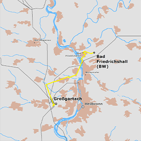 festgelegter Leitungsverlauf des Abschnitts Bad Friedrichshall – Netzverknüpfungspunkt Großgartach des BBPlG-Vorhabens 3