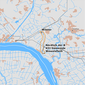 Trassenverlauf der Abschnitts Wilster – Wewelsfleth des BBPlG-Vorhabens 4