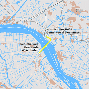Trassenverlauf der Abschnitts Wewelsfleth – Wischhafen des BBPlG-Vorhabens 4