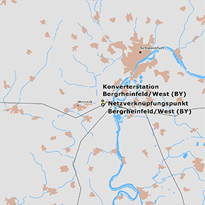 festgelegter Trassenverlauf des Abschnitts Konverterstation Bergrheinfeld/West – Netzverknüpfungspunkt Bergrheinfeld/West des BBPlG-Vorhabens 4