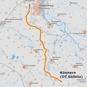 möglicher Trassenverlauf des Abschnitts Sachsen-Anhalt Nord des BBPlG-Vorhabens 5a