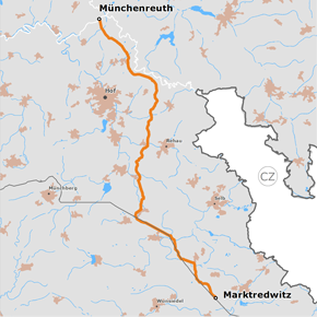 möglicher Trassenverlauf des Abschnitts Münchenreuth - Marktredwitz des BBPlG-Vorhabens 5a