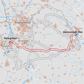 möglicher Trassenverlauf des Abschnitts Helmstedt Ost – Salzgitter des BBPlG-Vorhabens 10