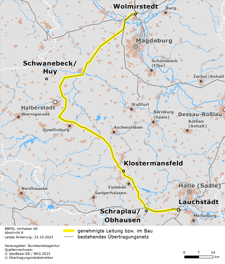 Trassenverlauf des Abschnitts A des BBPlG-Vorhabens 60 Trassenverlauf des Abschnitts A des BBPlG-Vorhabens 60