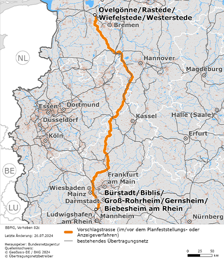 Vorschlagstrasse zwischen den Netzverknüpfungspunkten Grenzkorridor N-III und Bürstadt / Biblis / Groß-Rohrheim / Gernsheim / Biebesheim am Rhein (BBPlG-Vorhaben 82b) Vorschlagstrasse zwischen den Netzverknüpfungspunkten Grenzkorridor N-III und Bürstadt / Biblis / Groß-Rohrheim / Gernsheim / Biebesheim am Rhein (BBPlG-Vorhaben 82b)