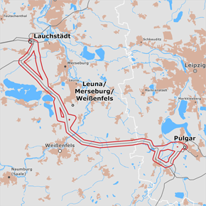 möglicher Trassenverlauf der Leitung Lauchstädt – Leuna / Merseburg / Weißenfels – Pulgar (BBPlG-Vorhaben 93)