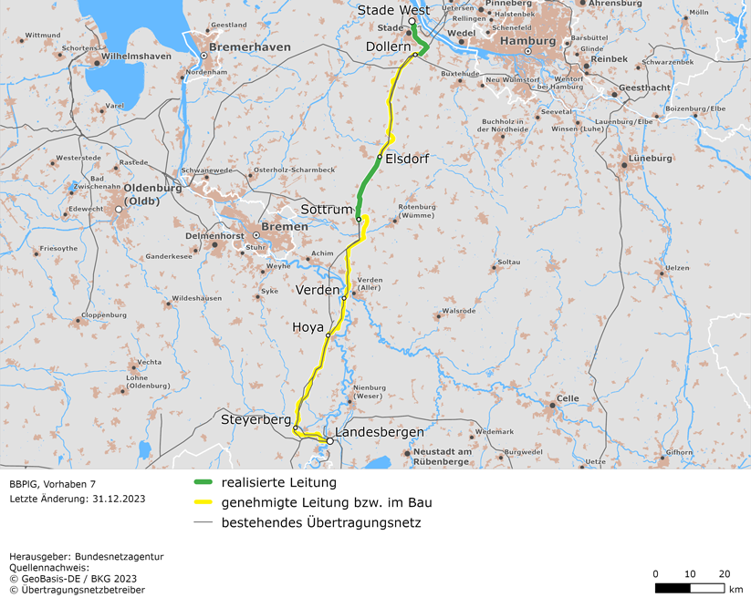 (möglicher) Trassenverlauf der Leitung Stade – Sottrum – Wechold – Landesbergen (BBPlG-Vorhaben 7)